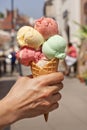 Heat in the city sweltering and melting ice cream Royalty Free Stock Photo