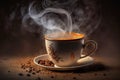 Heat coffee cup on the dark background Royalty Free Stock Photo