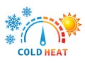 Heat and cold scale, heating, cooling temperature regulation, cooler, climate control icon. Snow winter, sun summer weather vector Royalty Free Stock Photo