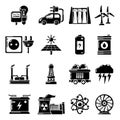 Heat cool air flow tools icons set, simple style