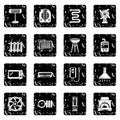 Heat cool air flow tools icons set grunge vector