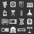 Heat cool air flow tools icons set grey