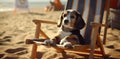 sunglasses dog beach summer chair funny lazy vacation relax pet. Generative AI.