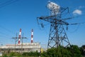 Heat electric power station and electric transmission tower