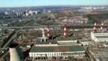 Heat electropower station with two red chimney