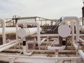 Heat exchangers in a refinery. The for oil refining Royalty Free Stock Photo