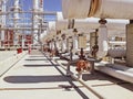 Heat exchangers in a refinery. The for oil refining Royalty Free Stock Photo