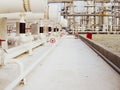 Heat exchangers in a refinery. The for oil refining Royalty Free Stock Photo