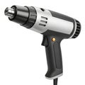 Black and Silver Heat Gun with Orange Button on White Background tool power tool Royalty Free Stock Photo