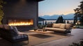 heat outdoor gas fireplace Royalty Free Stock Photo