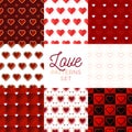 Heat pattern set. Heart seamless pattern vector illustration with creative shape in geometric style. Love background design. Royalty Free Stock Photo