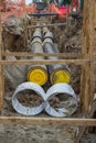 Heat pipes in trench Royalty Free Stock Photo