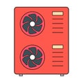 Heat pump air source icon, cooling electric system machine, cool web vector illustration Royalty Free Stock Photo