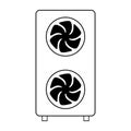 Heat pump air source icon, cooling electric system machine, cool web vector illustration