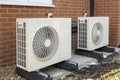 Heat pumps installed on the outside of a modern house Royalty Free Stock Photo