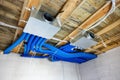 Heat recovery ventilation system installation in new house. air filtration Royalty Free Stock Photo