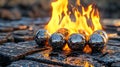 Heat Resistant Ceramic Spheres Under Intense Flame Royalty Free Stock Photo