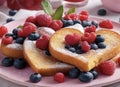 Heat Shaped French Toast with Blueberries Royalty Free Stock Photo