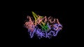 Heat-shock protein 90 dimer (pink-blue)-HSP90 co-chaperone Cdc37 (yellow)-cyclin-dependent kinase 4