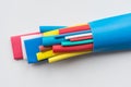 Heat-shrink tubing, multi-colored insulating sleeves Royalty Free Stock Photo