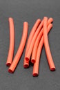 Heat shrink tubing to protect cable insulation, close-up