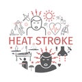 Heat stroke banner. Line icons set. Vector signs. Royalty Free Stock Photo