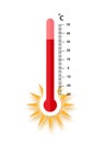 Heat thermometer icon - vector measurement symbol hot, cold, weather illustration - Vector Royalty Free Stock Photo