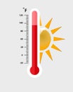 Heat thermometer icon - vector measurement symbol hot, cold, weather illustration - Vector Royalty Free Stock Photo