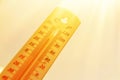 Heat, thermometer shows the temperature is hot in the sky, Summer Royalty Free Stock Photo