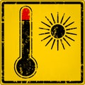 Heat warning sign with thermometer