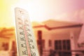 Heat wave in the house thermometer shows in summer Royalty Free Stock Photo