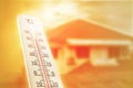 Heat wave in the house thermometer shows in summer Royalty Free Stock Photo