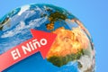 Heat wave in North America concept, El Nino in USA. 3D rendering