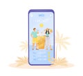 Heat wave notification cartoon smartphone vector app screen Royalty Free Stock Photo