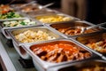 Heated Buffet Trays in Catering Banquet: A Delicious Spread for Breakfast and Lunch, generative AI