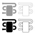 Heated towel rail with towel dryer bathroom equipment set icon grey black color vector illustration image solid fill outline Royalty Free Stock Photo