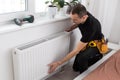 Heater Installation And Repair In House. Heat Pump Services Royalty Free Stock Photo