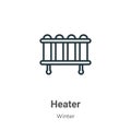 Heater outline vector icon. Thin line black heater icon, flat vector simple element illustration from editable winter concept Royalty Free Stock Photo