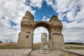 Heathens` Gate in Petronell Carnuntum on a stormy, cloudy day