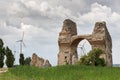 Heathens` Gate in Petronell Carnuntum on a stormy, cloudy day