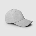 Heather gray cap template, textile headwear for sun protection, side view, for design and pattern presentation, for online store