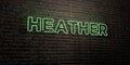 HEATHER -Realistic Neon Sign on Brick Wall background - 3D rendered royalty free stock image