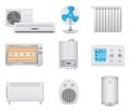 Heating and air conditioning icons