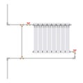 The heating battery connection diagram is one-pipe.