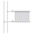 The heating battery connection diagram is two-pipe.