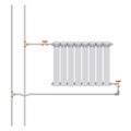 The heating battery connection diagram is two-pipe.