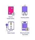 Heating color icons set