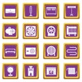 Heating cooling air icons set purple