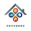 Heating Cooling Electrical Plumbing Home Residential Local Area Service Logo Design Concept