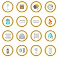 Heating cooling icons circle